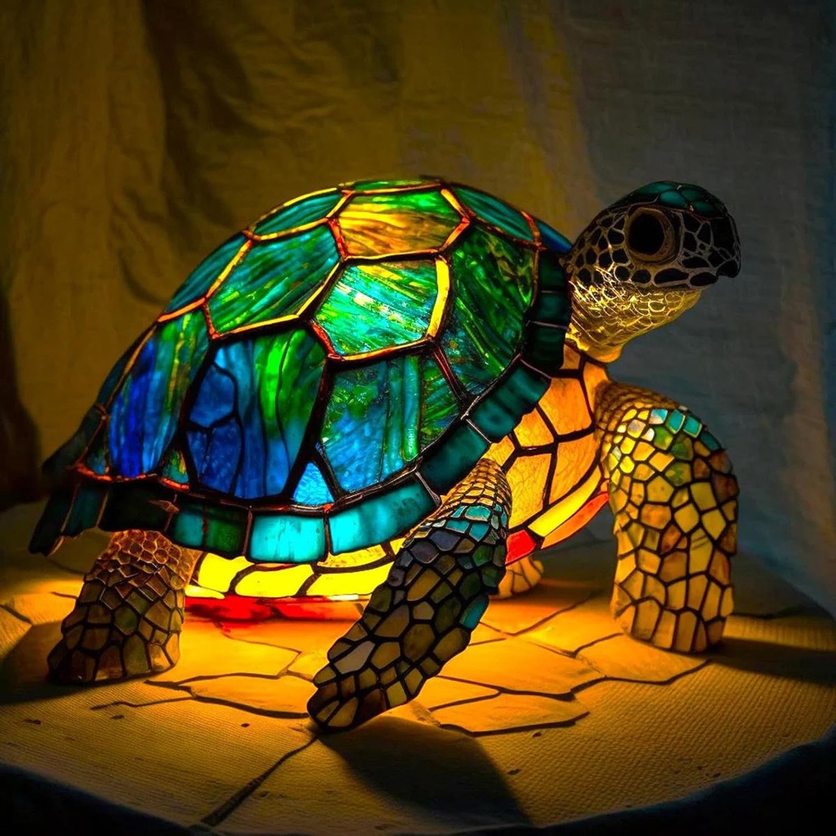 Ynkkvre - Nachtlampje met kat en hond - LED-nachtlampje met katmotief - Retro tafellamp van gebeitst hars - Handgemaakte 3D-lamp - Warm licht - Lamp met warm licht - Energiezuinige LED-technologie - Handgemaakt van duurzaam hars - Zee Schildlamp