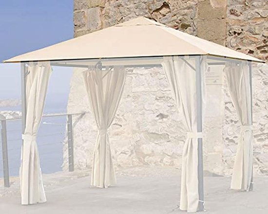 Paviljoen vervangend dak waterdicht met PVC coating 3 x 3 meter - beige - universeel paviljoendak - tuin party paviljoen dak zonwering