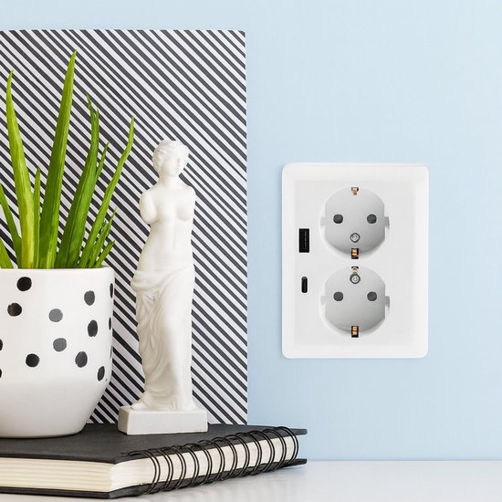 Peha inbouw dubbele contactdoos met randaarde creme