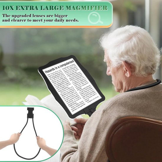 Handsfree Vergrootglas 10X met Verstelbare Helderheid en 50 LED-Verlichting — afbeelding 3
