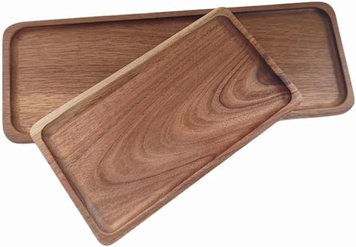 Rechthoekige houten serveerschalen set voor snacks, dessert en fruit