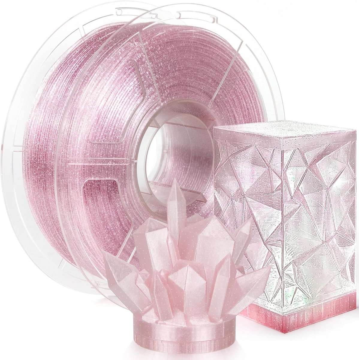 PETG Filament 1.75mm 1KG - Transparant Roze Glitter voor 3D Printer - Hoge Snelheid & Nauwkeurig Draadmateriaal