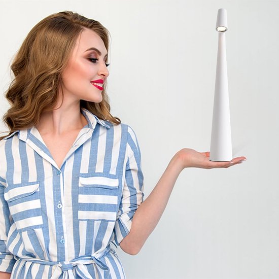 2 Stuks Draadloze Tafellampjes - 3 Helderheidsniveaus, Oplaadbare Batterijlampen voor Buiten, Restaurant, Nachttafeltje & Baby Nachtlampje - wit -13.7in van Merkloos — afbeelding 4