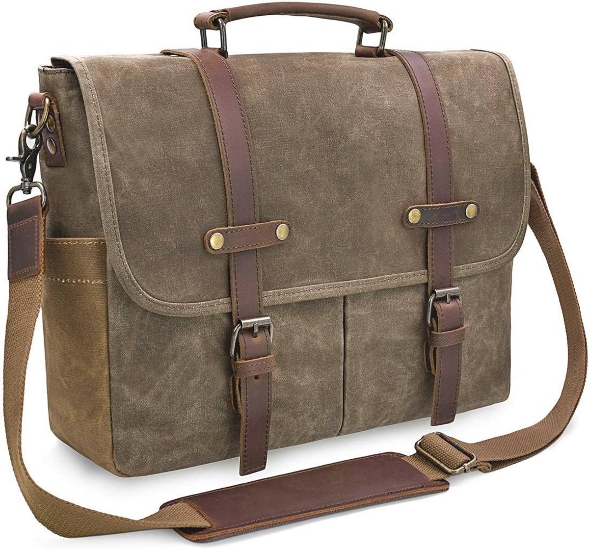 Heren schoudertas - waterdichte laptoptas, groot, canvas, vintage, voor reizen en sport - ideaal voor mannen en vrouwen