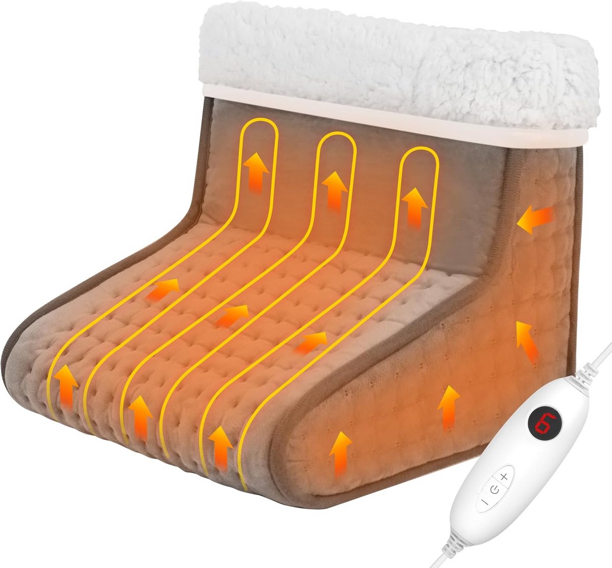 Elektrische Voetenwarmer | Verwarmingskussen met 6 standen & Timer | Pluche & Wasbaar