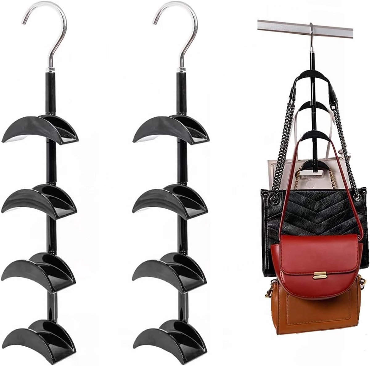 Draaibare Opberghouder voor Handtassen, Sjaals en Accessoires (2 Stuks)