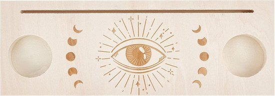 GORGECRAFT 10 x 3 Inch Houten Tarot Kaartstandaard Zwart Rechthoek Vormige Maanfase Patroon Tarot Kaart Altaar Display Houder Voor Heks Waarzeggerij Gereedschap Tarot Decor Wiccan Levert