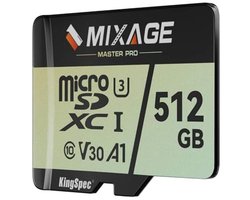 512GB MicroSDXC Kaart UHS-I U3/V30/A1/C10 - 175MB/s Lezen 110MB/s Schrijven, 4K UHD Video Opname - 3D NAND Flash SD Geheugenkaart voor Smartphones, Gaming Consoles, Dashcams, Beveiligingscamera's en Sportcamera's