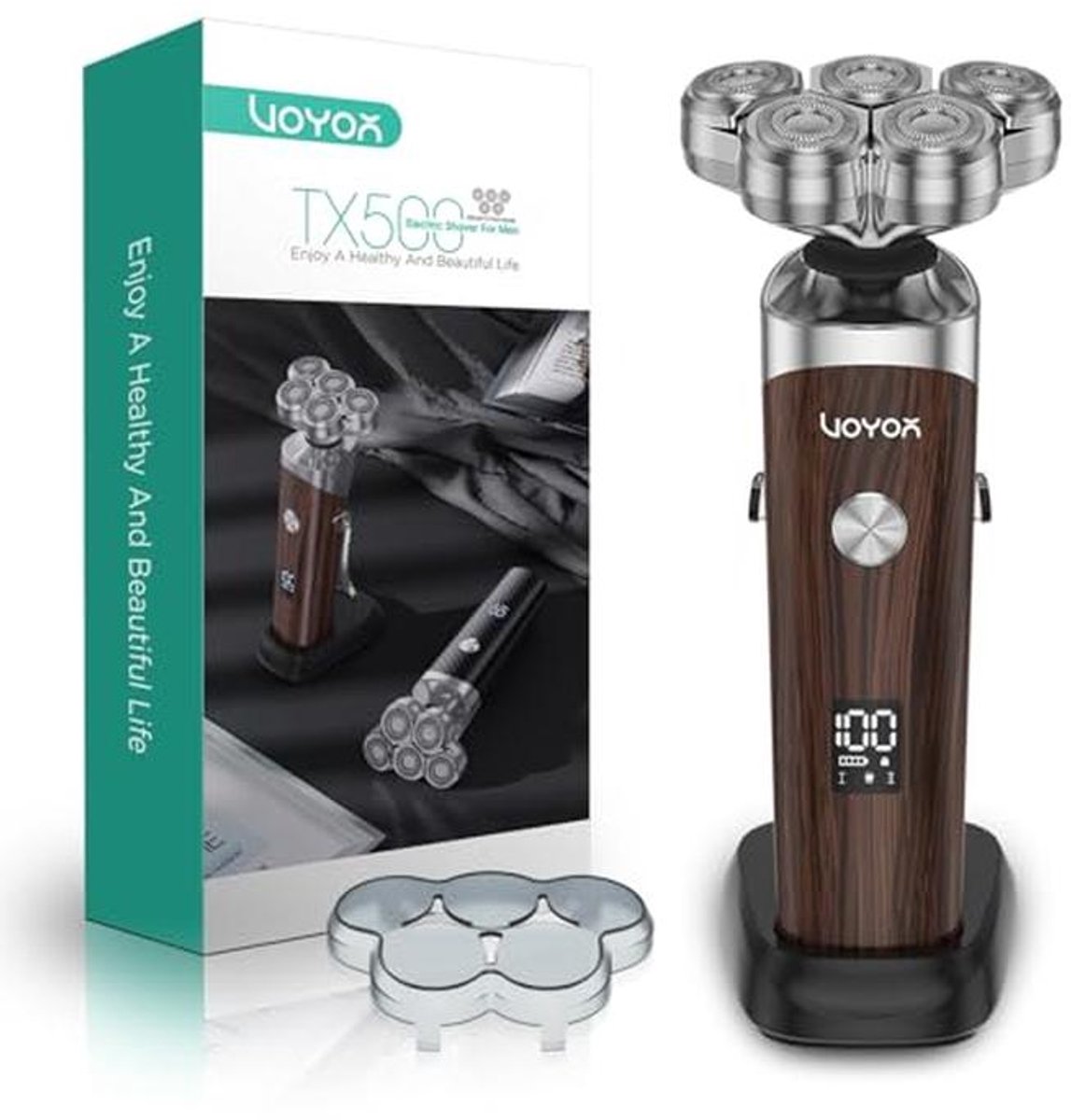 Draadloze 5D Scheerapparaat met Magnetische Hoofd voor Heren - Nat en Droog Scheerapparaat met LED Scherm