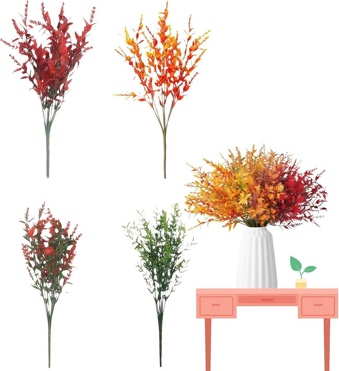 12 Bundels Kunstbloemen Herfstdecoratie Assortiment voor Binnen en Buiten