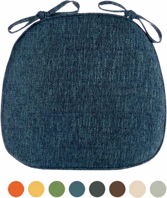 Stoelkussens, dikke eetkamerstoelkussens, gevormde stoelkussens voor eetkamerstoelen met antislipbestendige zitkussen verwijderbare hoes, binnenstoelkussens voor eetkamerstoelen (grootte: 45x45x5cm, kleur: donkerblauw