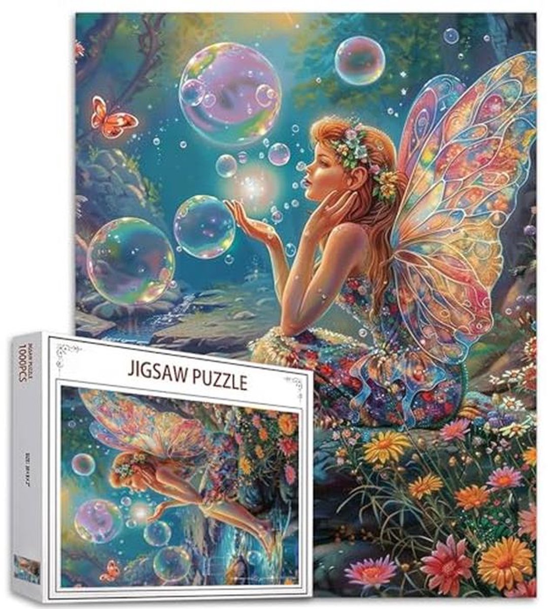 Kleurrijke 1000 stukjes legpuzzel met fantasiebubbels en bloemen