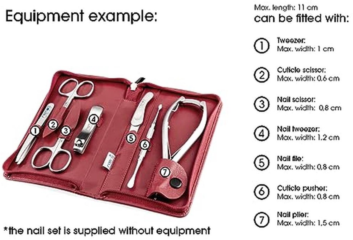 Rood leren manicure-etui voor nagelinstrumenten - Lege koffer voor eigen invulling