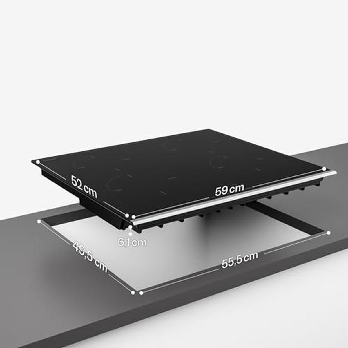 Inductiekookplaat 60 cm met 4 kookzones, 7400 W Boost, Touch Slider en Timer