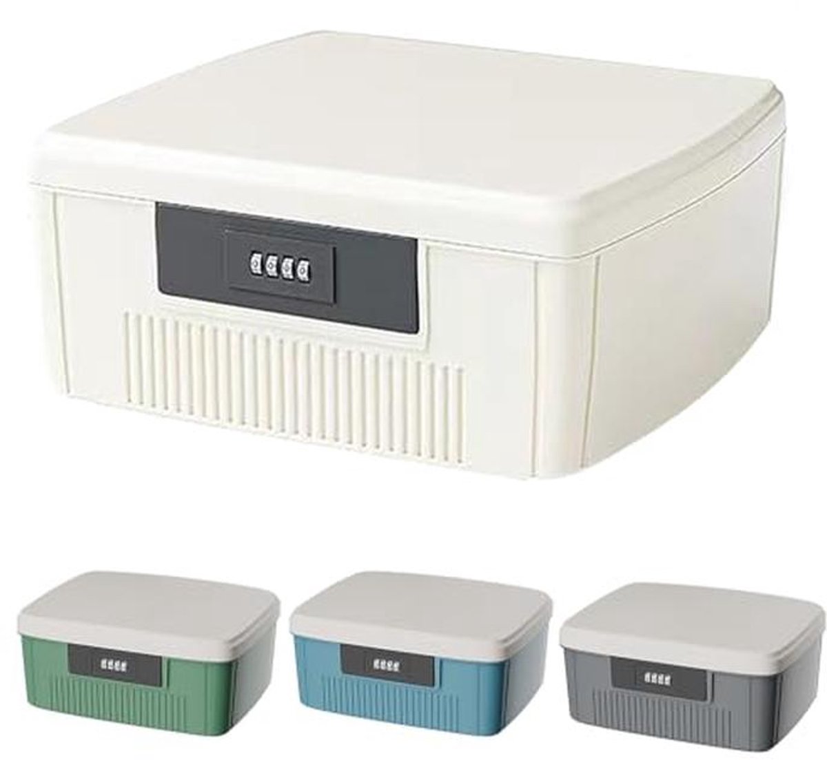 Afsluitbare medicijnbox 25 x 20 x 10 cm met cijferslot - Dubbellaags opbergdoos voor waardevolle spullen