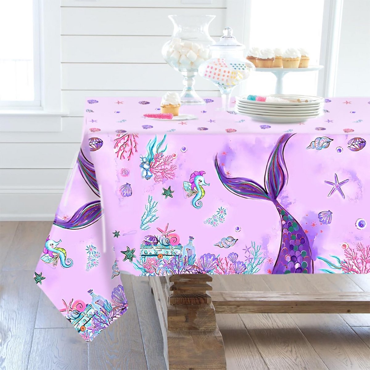 Zeemeermin Tafelkleden Set van 3 - 220 x 130 cm voor Feestdecoratie