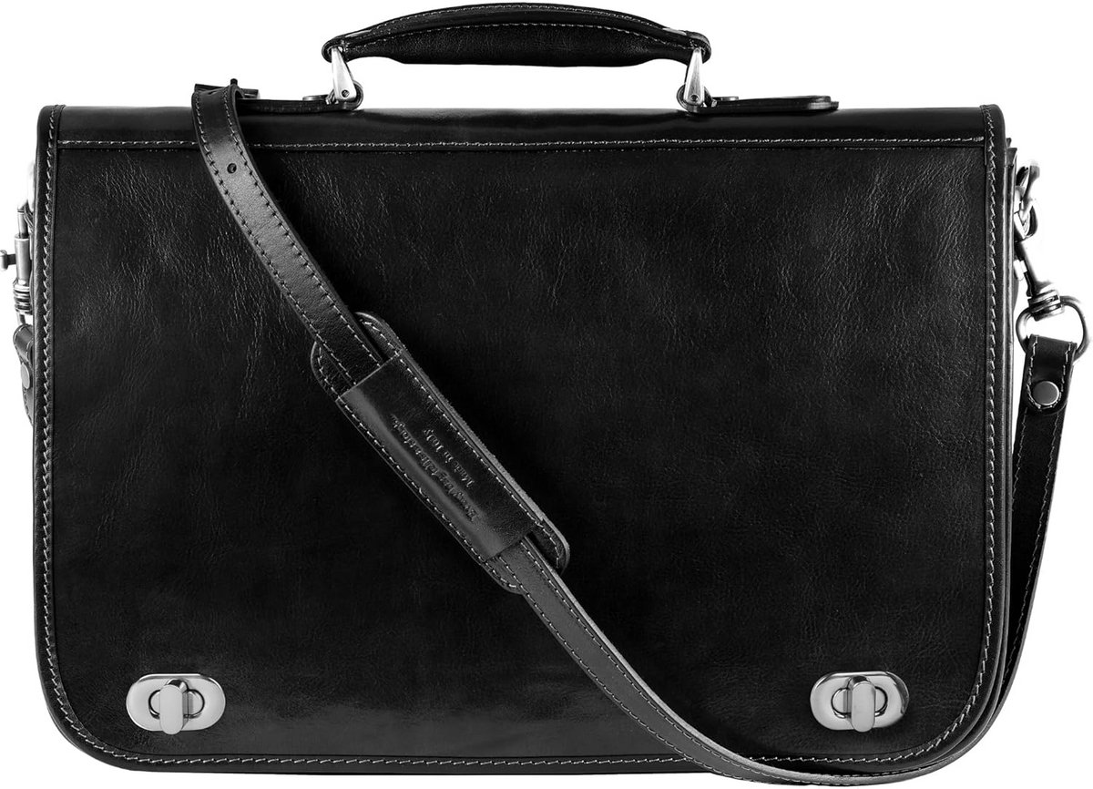 Leren Schoudertas voor Laptop tot 17" - Handgemaakt in Italiaans Leer