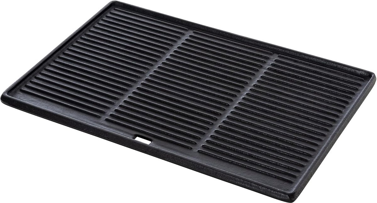 Gietijzeren Grillplaat Antraciet - Omkeerbaar Glad & Geribbeld Oppervlak - Geschikt voor Gas, Houtskool en Elektrische BBQ