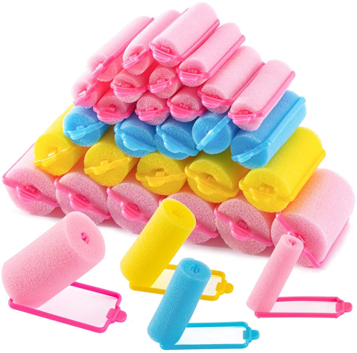 Unyqoos® Set van 36 zachte schuimkrulspelden voor hitteloze krullen 's nachts