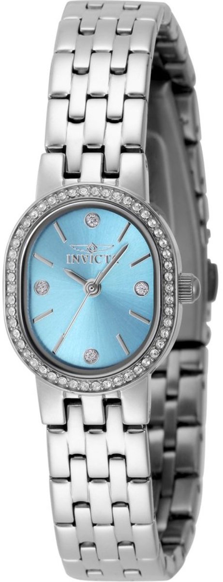 Invicta Angel 49073 Dames Horloge - Waterdicht - Analoog - Quartz Uurwerk - Roestvrij Staal met blauwe Wijzerplaat - 20mm