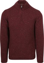 Suitable Half Zip Trui Donnegal Tweed Eco Wool Bordeaux - Maat M - Heren - Quarter zip - Schipperstrui met rits - Volwassen mannen
