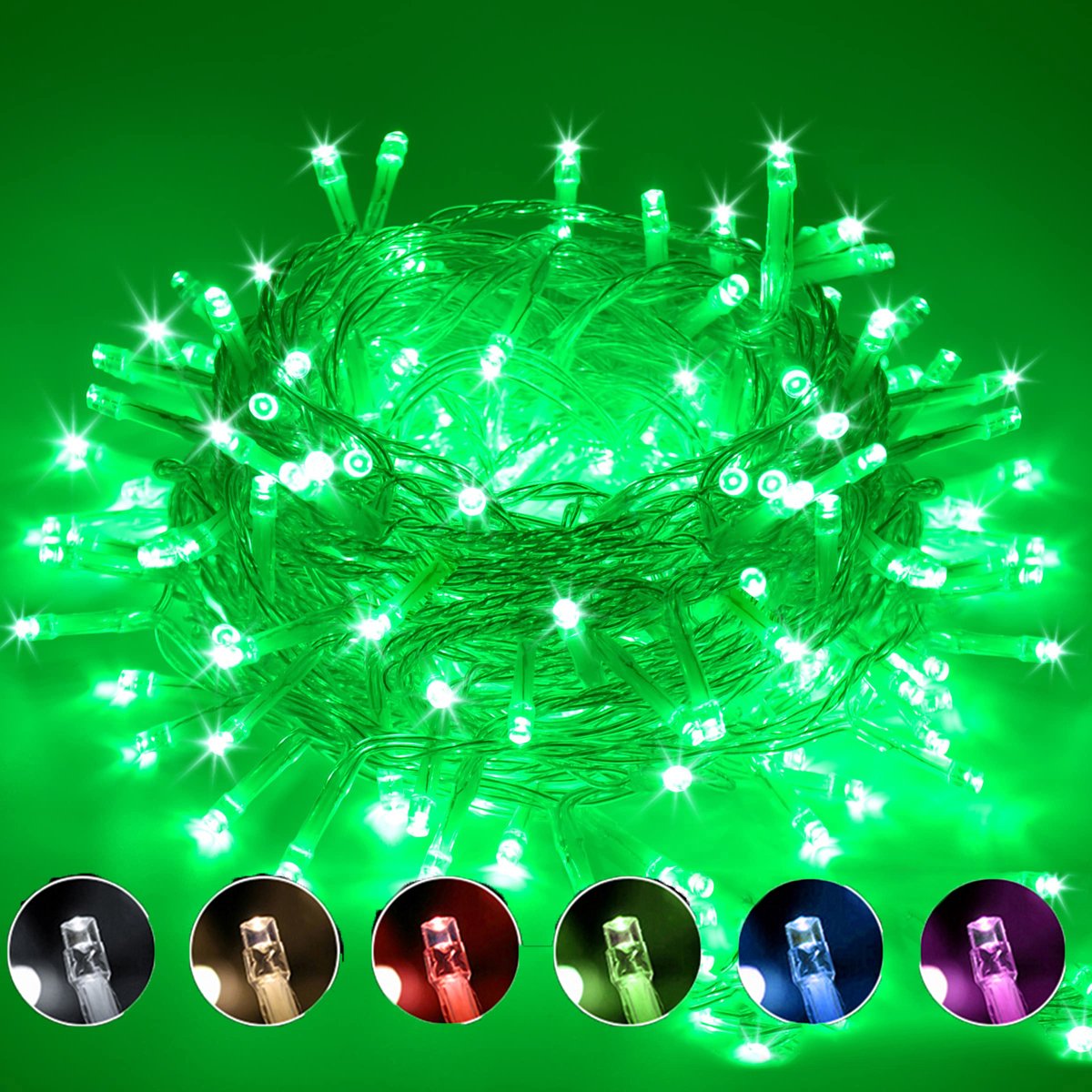MUPOO Lichtsnoer Buiten en Binnen - IP44 100M 1000LEDs Groen licht -Fairy Light-8 Modes -fairy light- Kerstverlichting-Voor Buiten-Tuin-Schutting