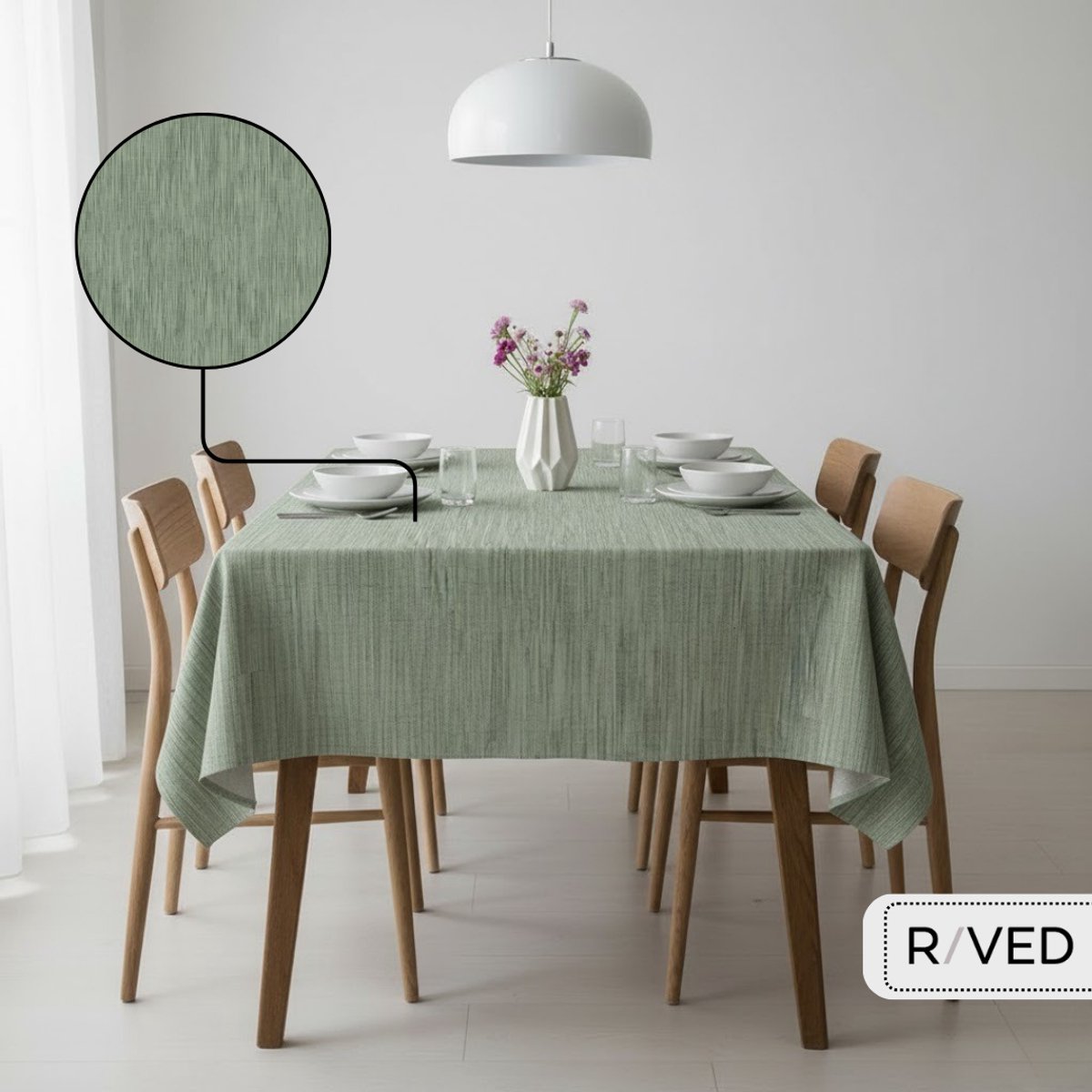 Raved Tafelzeil – 140 cm x 280 cm – Linnenlook Groen – PVC – Afwasbaar