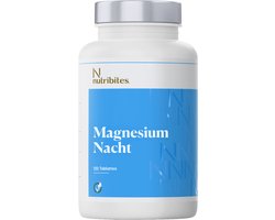 Nutribites Magnesium Nacht - Ondersteunt een goede nachtrust - Met Vitamine B6, L-taurine, L-glycine en citroenmelisse - 60 Tabletten