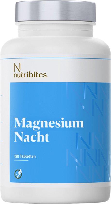 Nutribites Magnesium Nacht - Ondersteunt een goede nachtrust - Met Vitamine B6, L-taurine, L-glycine en citroenmelisse - 60 Tabletten
