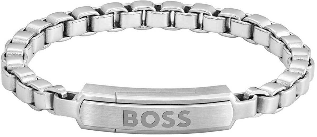 BOSS HBJ1580596M DEVON Heren Armband - Schakelarmband - Sieraad - Staal - Zilverkleurig - Venetiaans - 19 cm lang