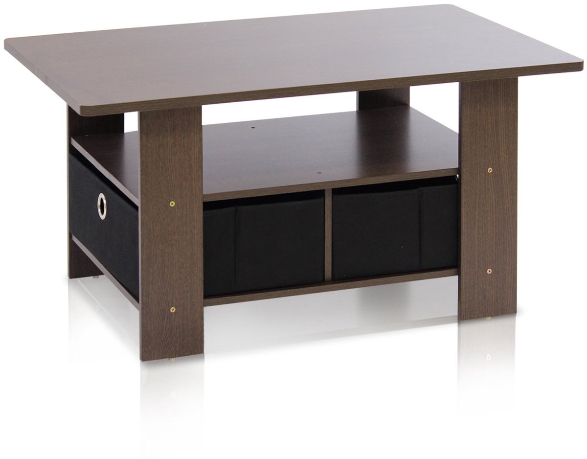 Unyqoos Stijlvolle salontafel met lade voor functionele woonruimtes in huis Donkerbruin/Zwart