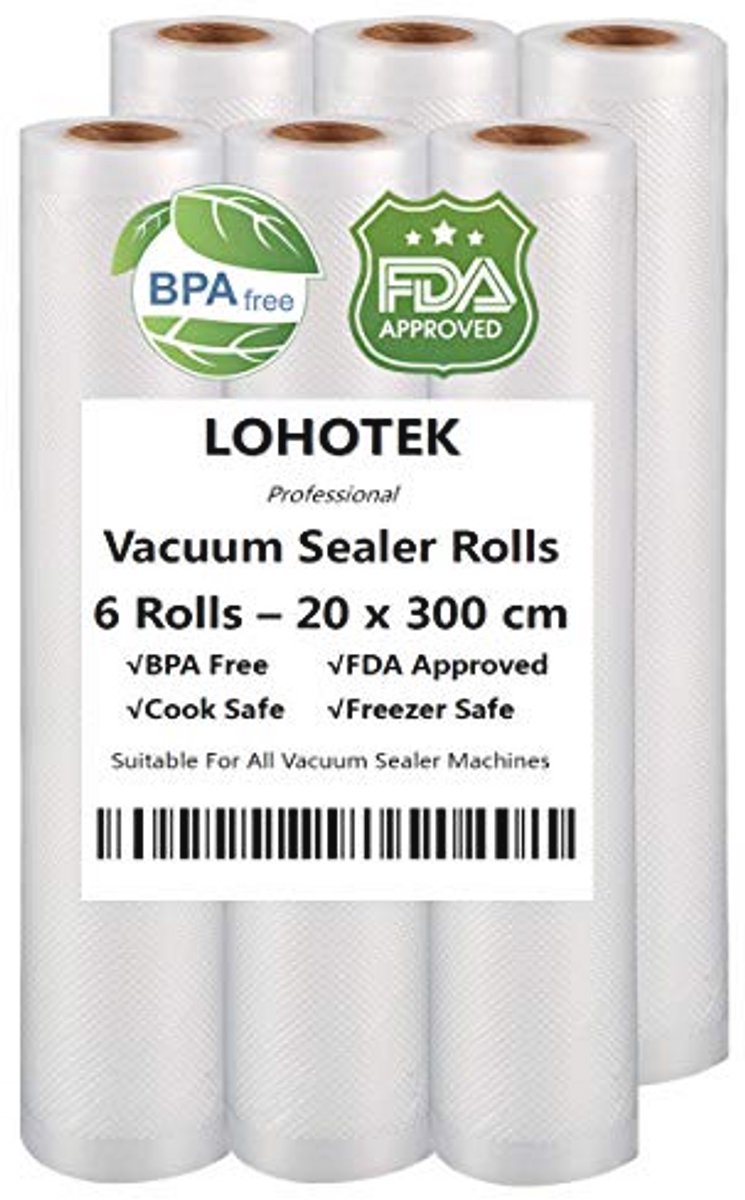 Vacuüm Machine Folie Rol 20 cm x 300 cm - 6 Stuks - Kook en Bewaar Veilig