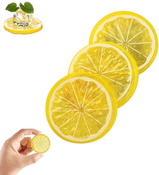 3 pièces - tranches de citron artificielles - décoration de fête fruitée - faux citron - décoration de cuisine citronnée - décoration citron artificielle - pour les fêtes - maison - restaurant - décoration de Noël