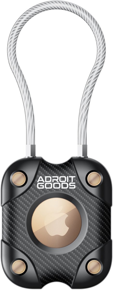 AdroitGoods Waterdichte Tracker Houder – IP67 – Staalkabel Bevestiging – Geschikt voor Apple AirTag – Beschermcase - Blauw - Zwart