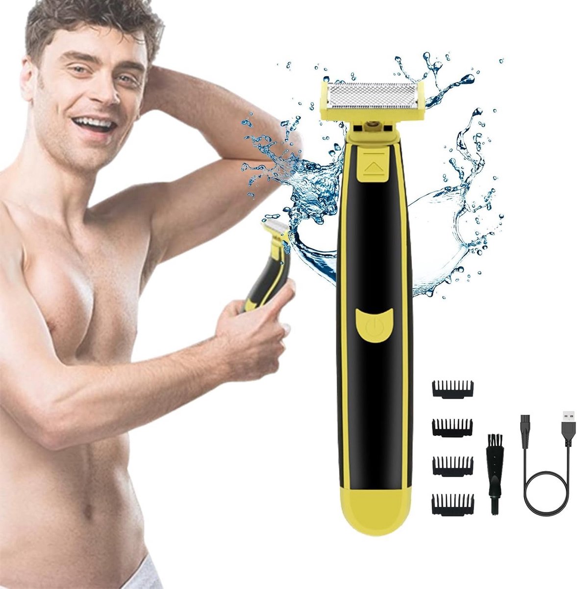 Elektrisch Scheerapparaat Nat en Droog Mannen - Waterdicht Roterend Gezicht en Body Trimmer