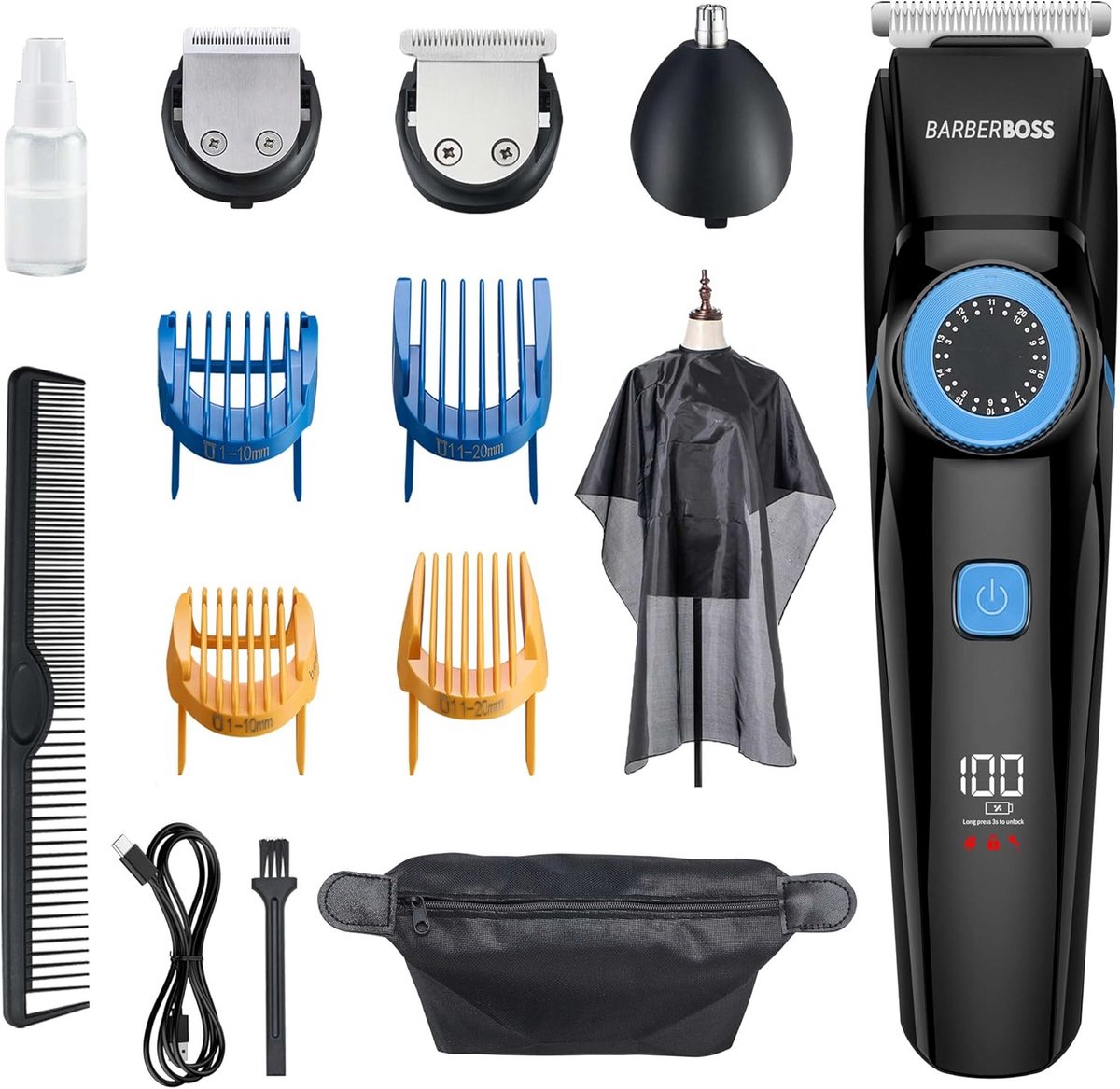 Waterdichte Multitrimmer voor Mannen: Baardtrimmer, Haarclipper en Neustrimmer Set