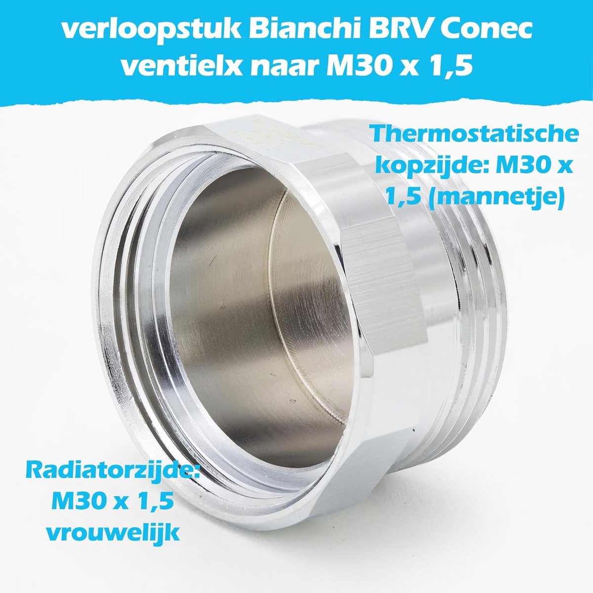 Metalen Adapter M30x1,5 voor Radiator Thermostaatkop
