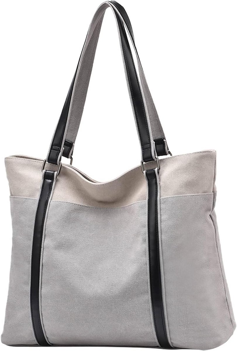 Grote Canvas Handtas Dames: Casual Schoudertas met Top-Handvat voor Werk en Reizen