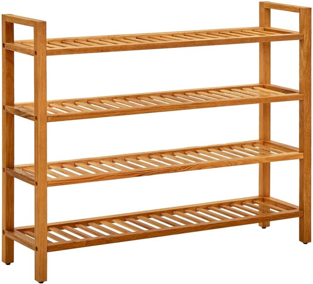 Schoenenrek met 4 lagen voor hal 100x27x80 cm massief eikenhout