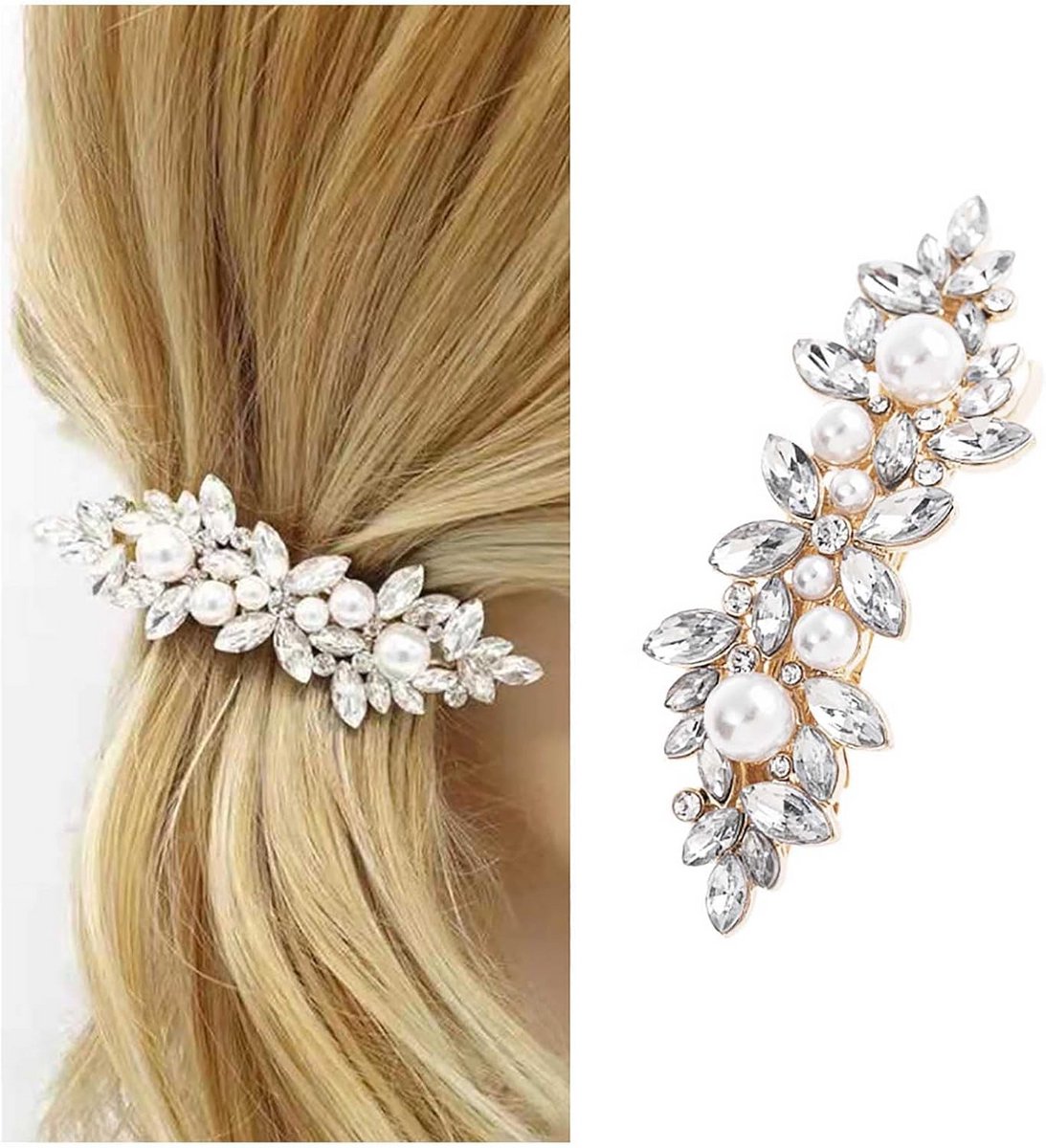 Bohemian Kristallen Parel Haarspeld met Strass Bloemen - Bruid & Feest Haaraccessoire
