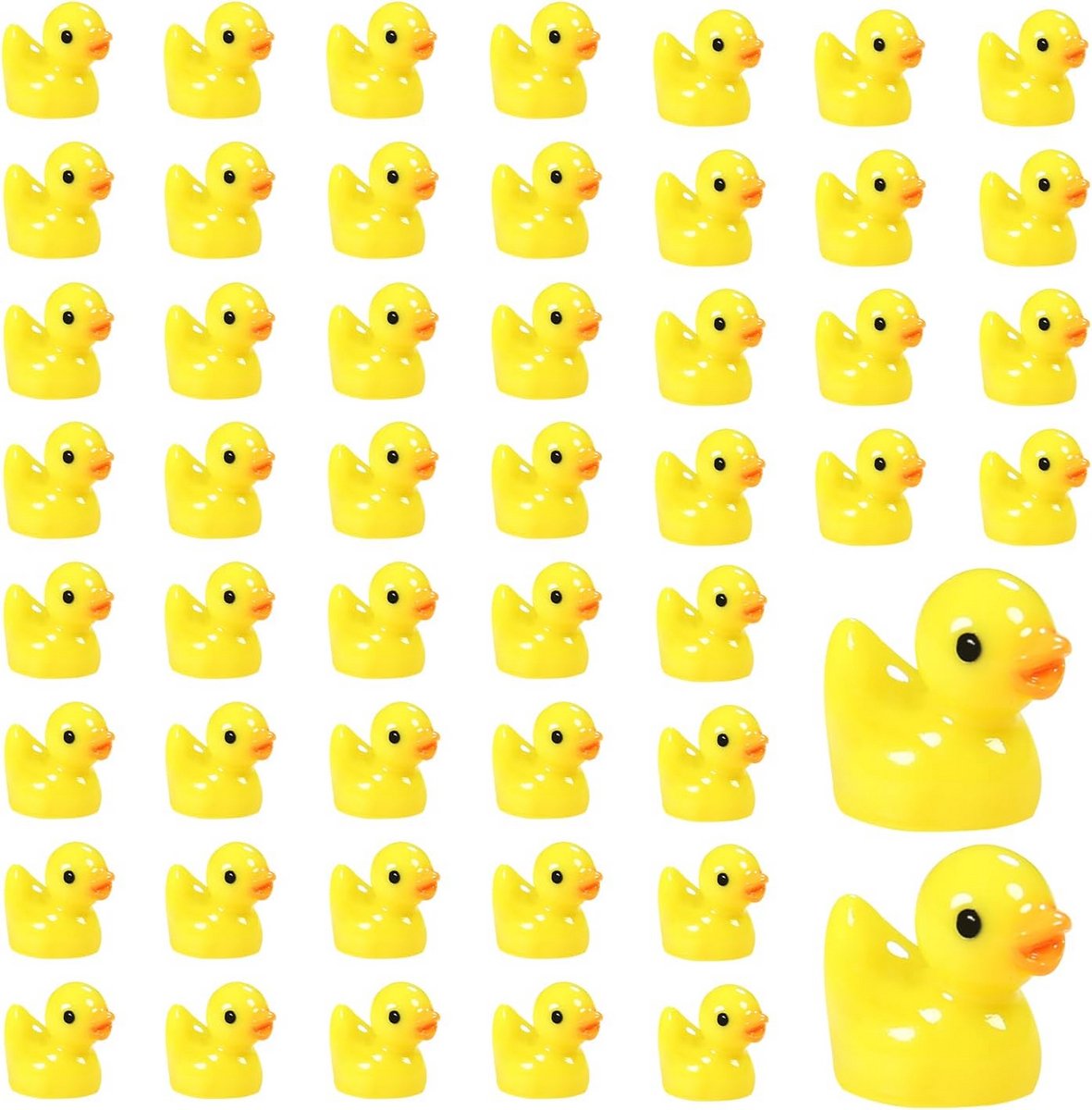 50 Stuks Miniatuur Gele Eendjes - Kleine Hars Dieren voor Knutselen, Decoratie en Aquarium
