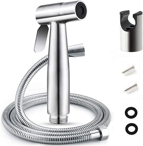 Handdouche Bidet Set RVS met Slang en Wandhouder voor Toilet en