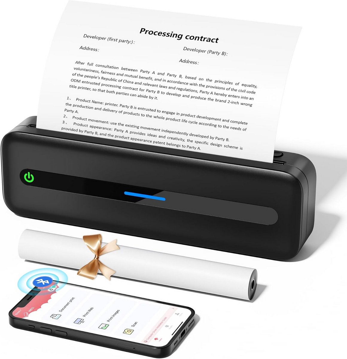 Draagbare Bluetooth Thermische Printer voor Thuis, Kantoor en Onderweg - Zwart