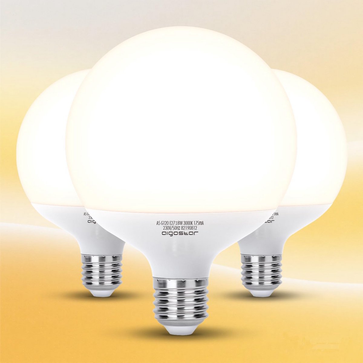 Set van 3 Grote E27 LED Gloeilampen 18W Warm Wit 3000K 1840 Lumen