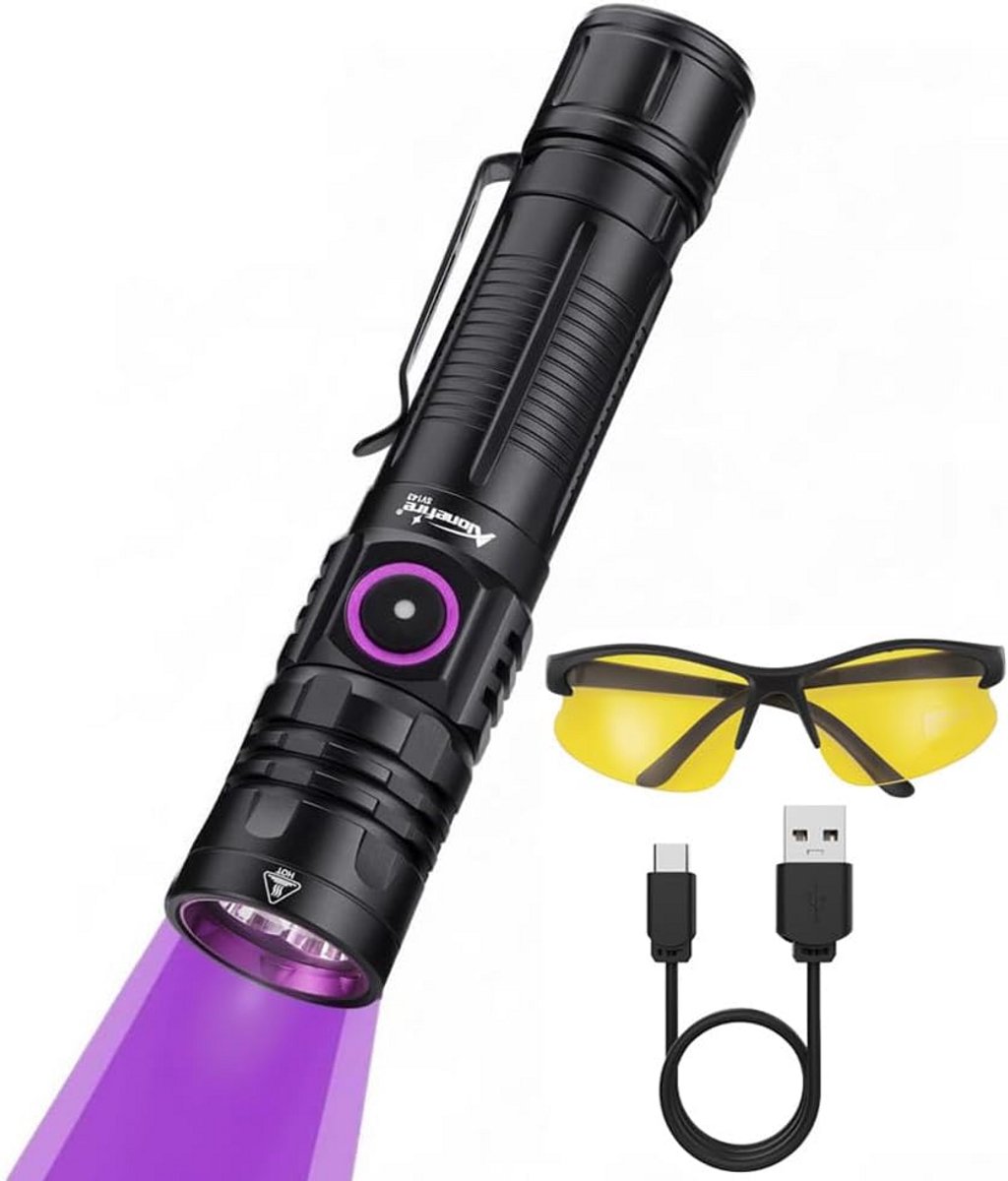 Krachtige USB-Oplaadbare UV Zaklamp 395nm voor Detectie en Uitharding met Veiligheidsbril