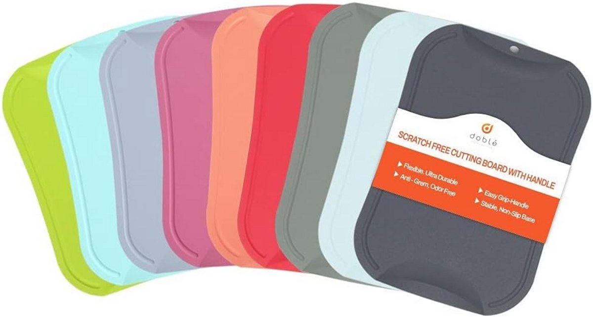 Flexibel Snijplank Met Handvat - Krasvrij en Antislip - Sapgoot en Vaatwasserbestendig