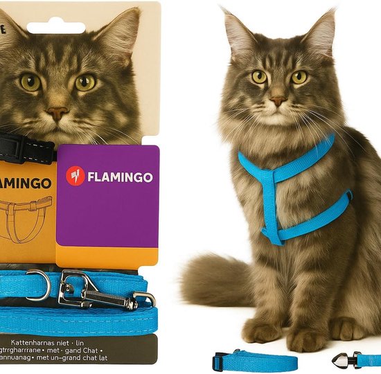 Nobleza Kattentuigje Met Lijn – Verstelbaar, H-vorm, Zacht Nylon – Ontsnappingsbestendige Gesp – Voor Kat En Kleine Hond – Zwart 3 miniatura