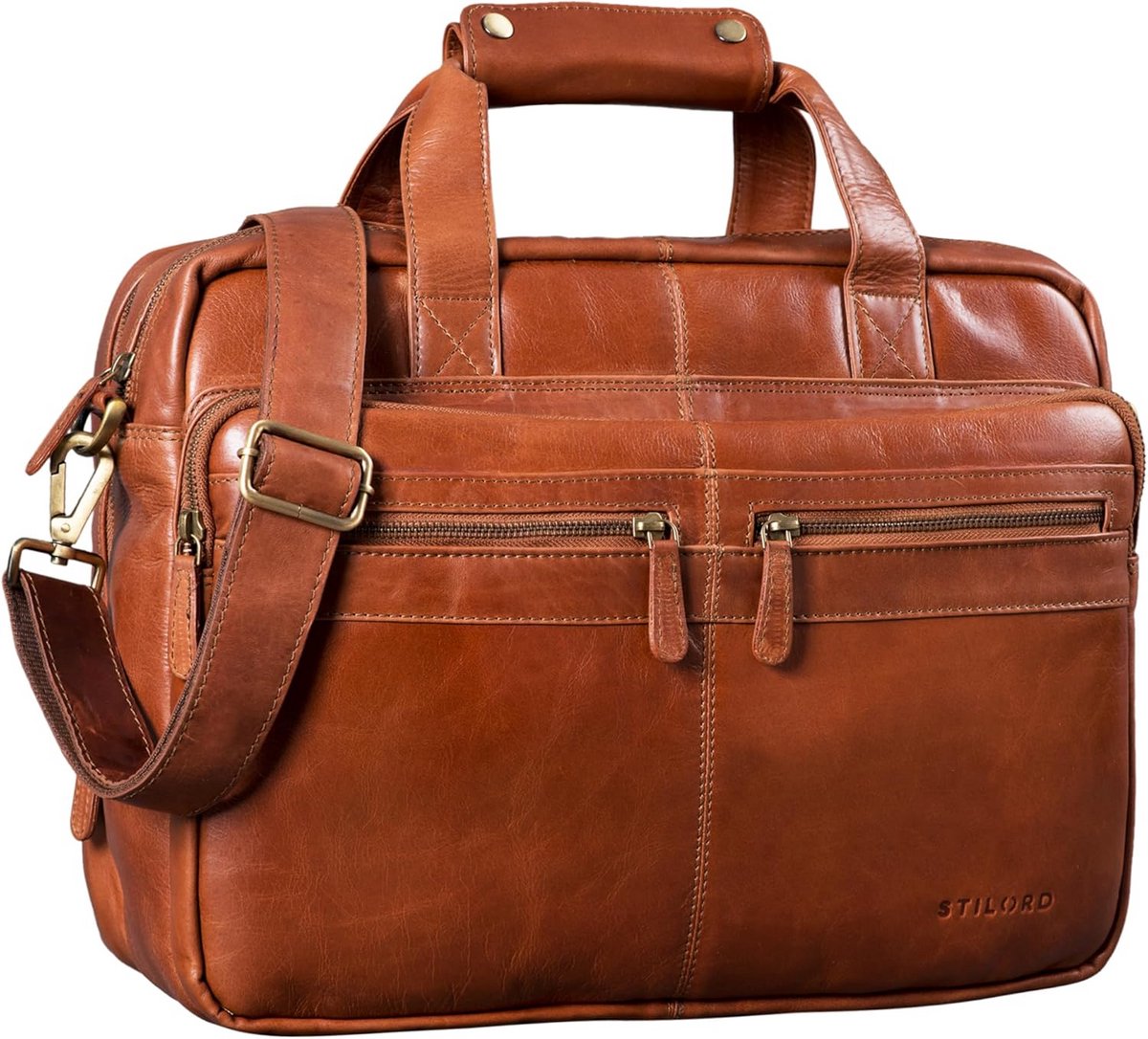 Leren Aktetas Schoudertas A4 Heren Dames Kantoor Vintage Stijlvol