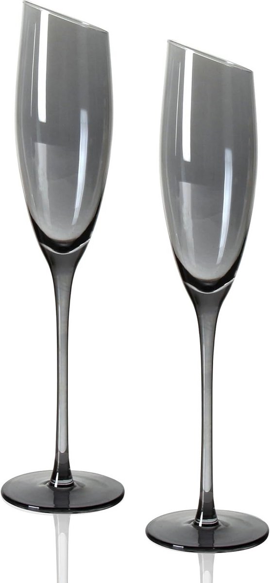 Set van 2 Kristallen Champagneglazen met Electroplating Afwerking, Loodvrij