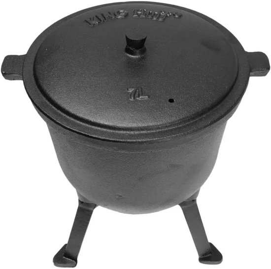 Gietijzeren Kazan Ketel (Jachtketel) - 7 Liter - Ideaal voor Kampvuur en Goulash — afbeelding 3